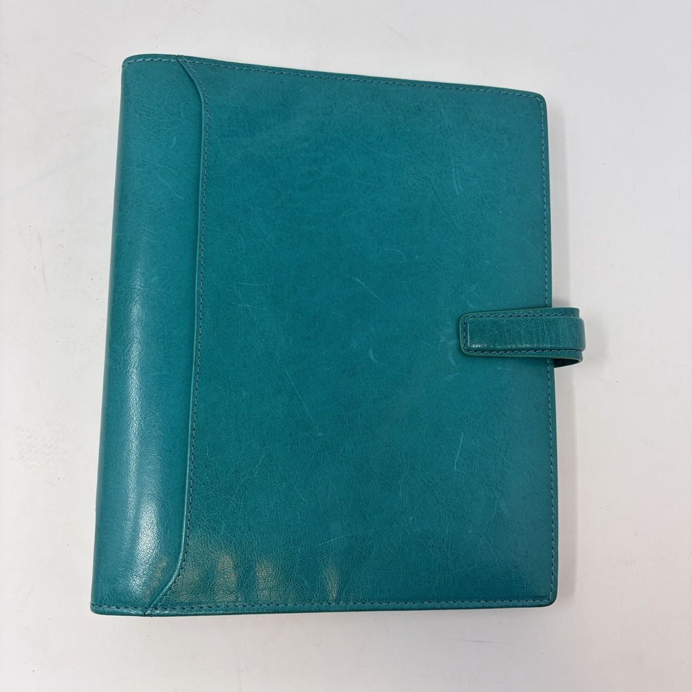 Filofax Lockwood A5 Organizer Teal Leather Planner Deluxe Zip Inserts